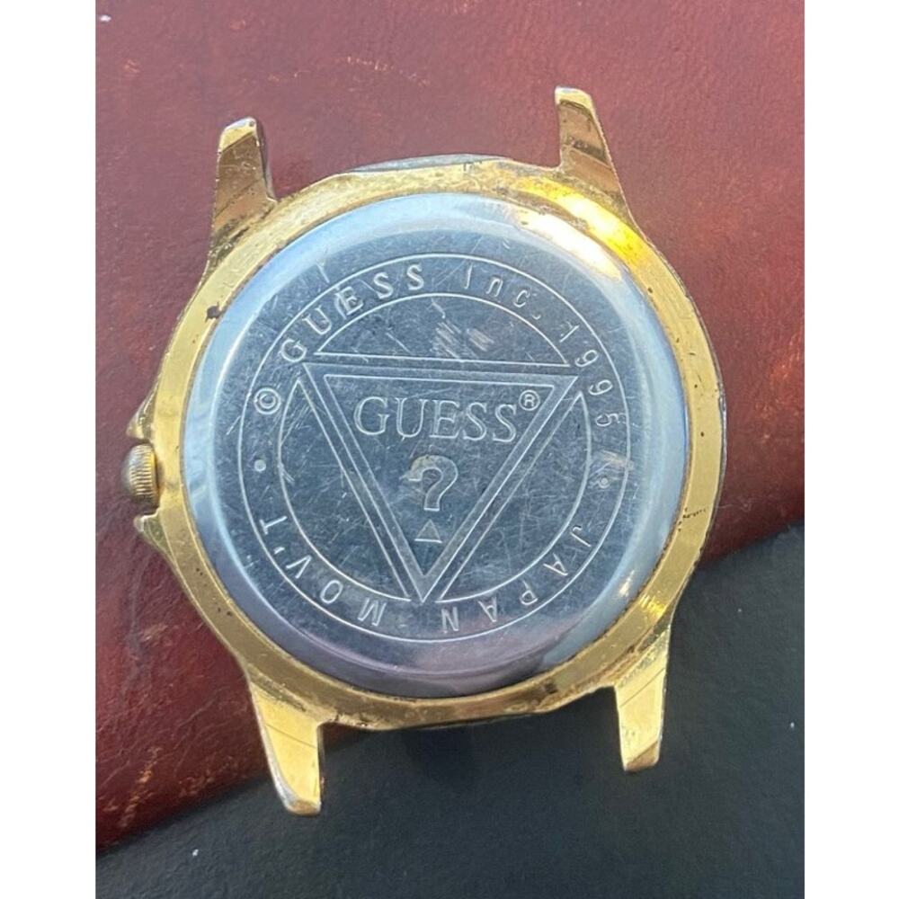 VTG Unisex 38mm Gold Tone Guess 1995 Watch, Date - Picture 2 of 2